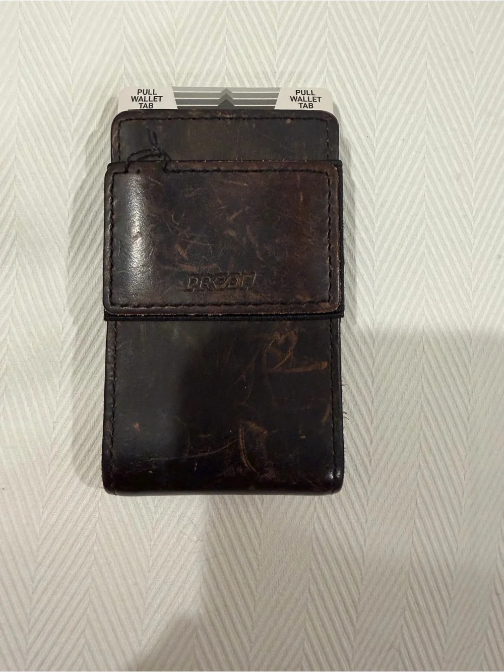 Proof Wallet - Minimalist Metal Wallet with Brown Leather Accent